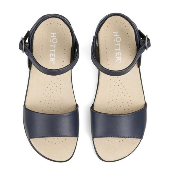 hotter Shoes - Hotter Black Leather Comfort Open-Toe Sandals Size 5